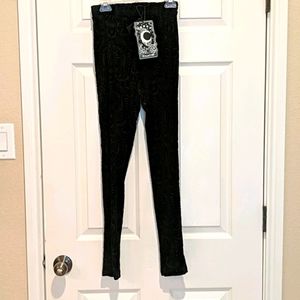 Killstar Saiph Leggings - Black Burnout Velvet